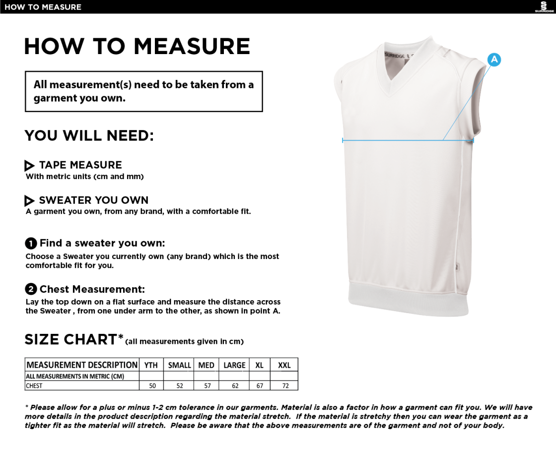 Stoneleigh CC - Curve Sleeveless Sweater - Size Guide