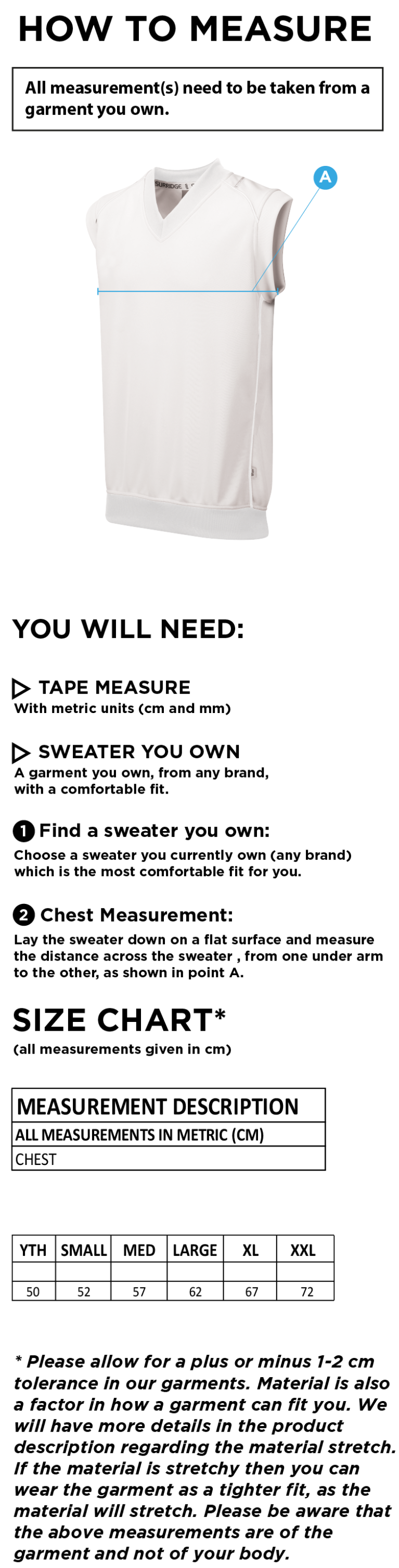 Stoneleigh CC - Curve Sleeveless Sweater - Size Guide