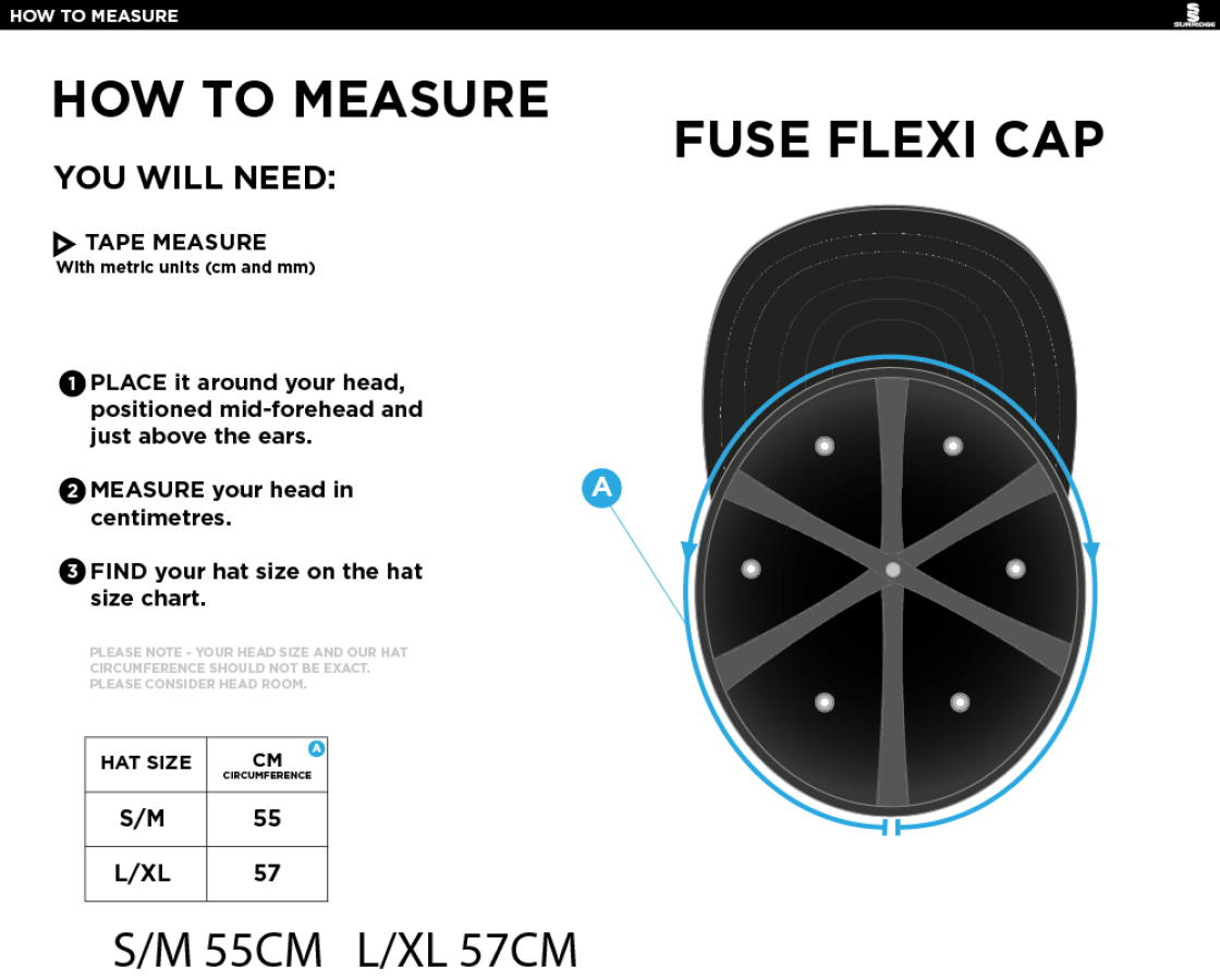 Stoneleigh CC - Fuse Flexi Cap - Size Guide