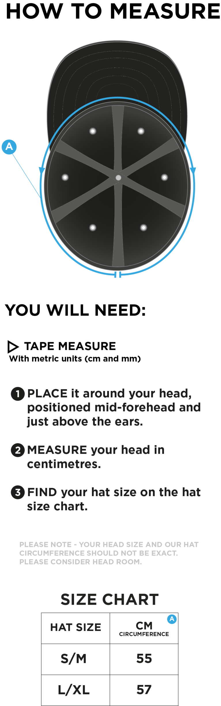 Stoneleigh CC - Fuse Flexi Cap - Size Guide